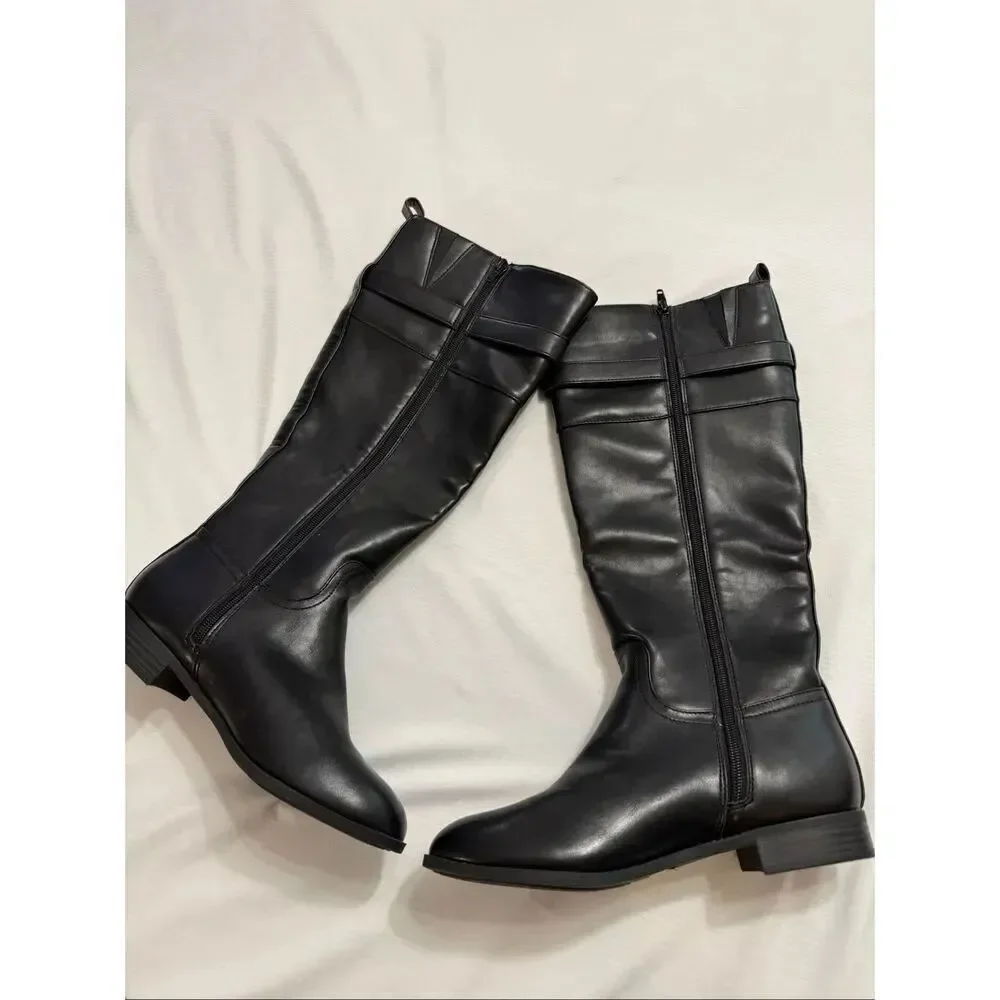 Gianni Bini Taharahhp Womens Buckle Mid-Calf Black Boots Size 7.5M 7 1/2 New
